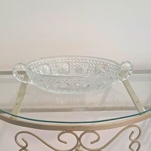 Vintage 1920s Glass Dish With Handles